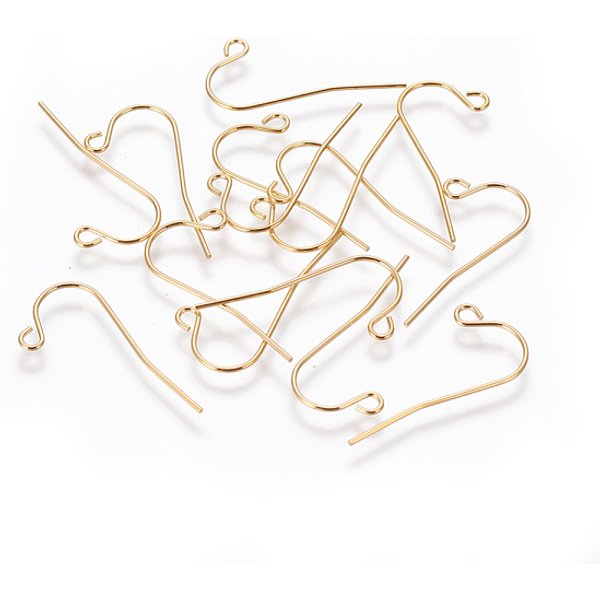 304 Stainless Steel Earring Hooks, With Horizontal Loop, Real 18K Gold Plated, 11.5X24Mm, 22 Gauge, Pin: 0.6Mm-image