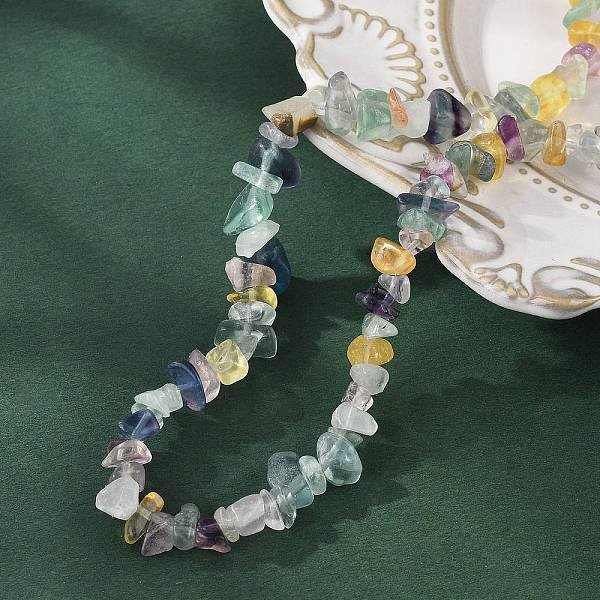 NatüRliche Fluorit-Chips-Perlenkette, Edelsteinschmuck FüR Damen, 15.75 Zoll (40 Cm)-image