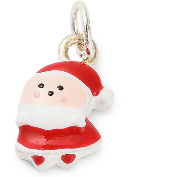 Christmas Themes Alloy Enamel Pendants, With Jump Ring, Snowman, 17X12X6Mm, Hole: 5Mm-image