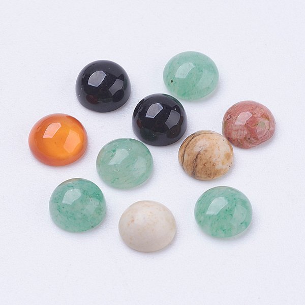 Cabochons In Gemstone Naturale, Mezzo Tondo/Cupola, Pietra Misto, Colore Misto, 6X3Mm-image