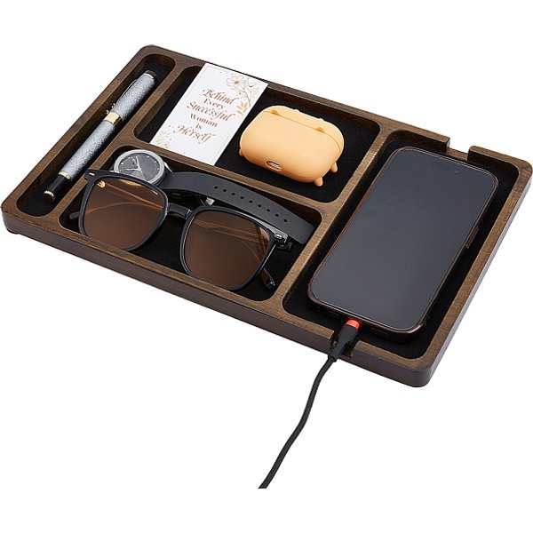 BoîTe De Rangement En Bois Pour Bureau, Rectangle, Noir, 194X296X17.5Mm-image