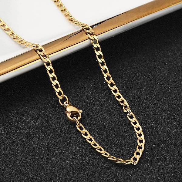 Collar De Cadena De Eslabones De Acero Inoxidable 201 Para Mujeres Y Hombres, Real 18K Chapado En Oro, 23.62 Pulgada (60 Cm)-image