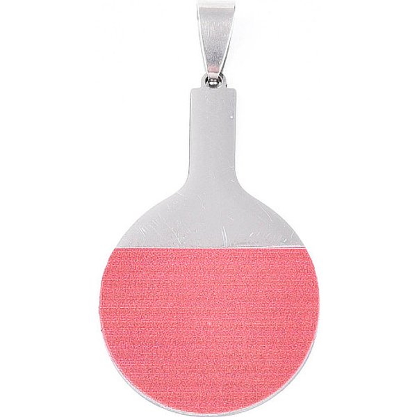 Printed 201 Stainless Steel Pendants, Ping Pong Table Tennis Racket, Laser Cut, Light Coral, 42x25x1mm, Hole: 3-4x9mm