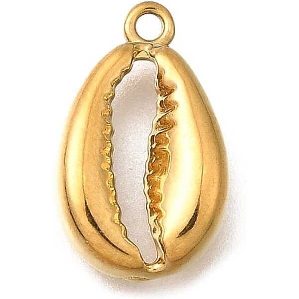 AnhäNger Aus 304 Edelstahl, Ionenbeschichtung (Ip), Golden, Schalenform, 14X8.5X3 Mm, Bohrung: 1.2 Mm-image