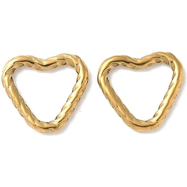 Gedrehte Verbindungsringe Aus Edelstahl 304, Ionenbeschichtung (Ip), Echtes 18K Vergoldet, Herz, 10.5X11.5X1.5 Mm, Innendurchmesser: 7X8 Mm-image