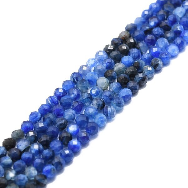 Natural Kyanite Beads Strands, Faceted, Round, 3Mm, Hole: 0.7Mm, About 132Pcs/Strand, 15.16''-15.55''(38.5-39.5Cm)-image