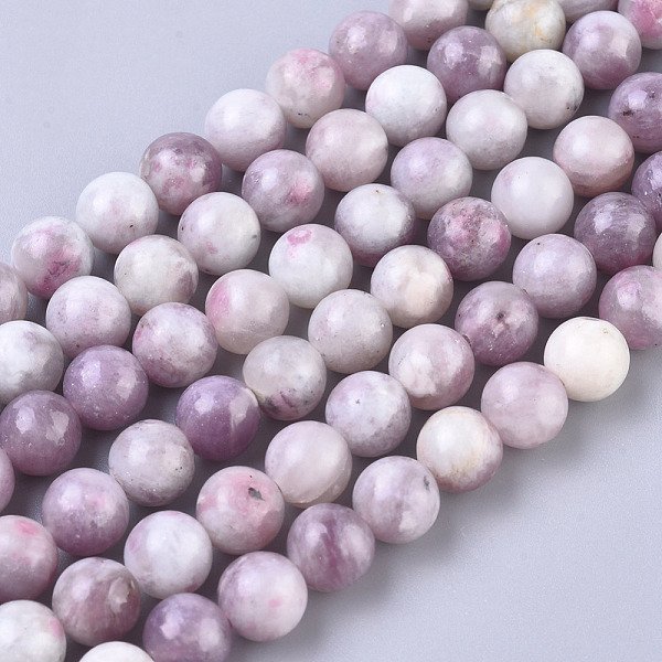 Fil De Perles De Tourmaline Rose Naturel, Ronde, 8Mm, Trou: 1Mm, Environ 48 Pcs/Chapelet, 15.16 Pouce (38.5 Cm)-image