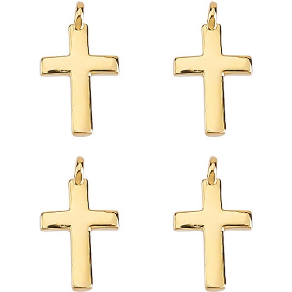 4 StüCk 925 KreuzanhäNger Aus Sterlingsilber, Mit Biegeringen Und S925-Stempel, Echtes 18K Vergoldet, 9.5X5.5X2 Mm, Bohrung: 1.2 Mm-image
