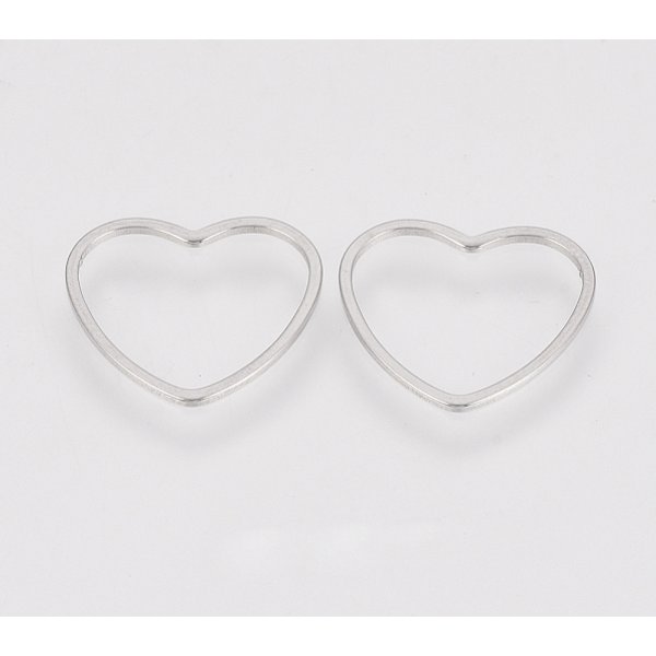 Tarnish Resistant 304 Stainless Steel Linking Ring, Heart, Stainless Steel Color, 10.5X11.5X1Mm-image