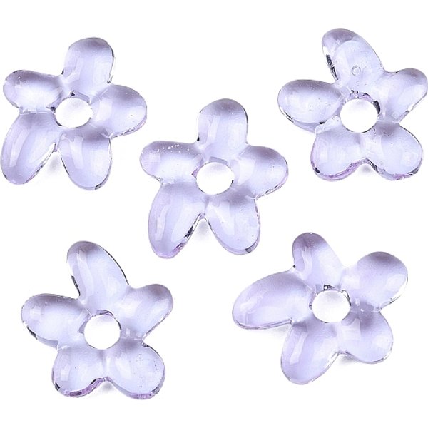 Handmade Lampwork Beads, Flower, Lilac, 18X17X4Mm, Hole: 3.7Mm-image