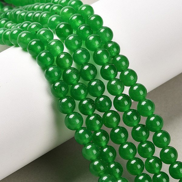 Natural & Dyed Malaysia Jade Bead Strands, Round, Green, 6Mm, Hole: 0.8Mm, About 60Pcs/Strand, 15 Inch-image