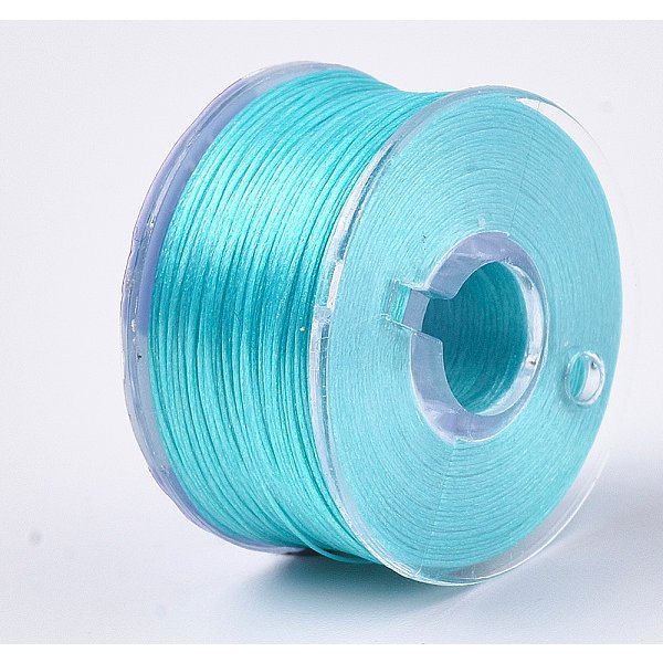 Hilos De Abalorios De Nailon Con Recubrimiento Especial Para Abalorios, Cian, 0.1Mm, Aproximamente 50 Yardas / Rodillo-image