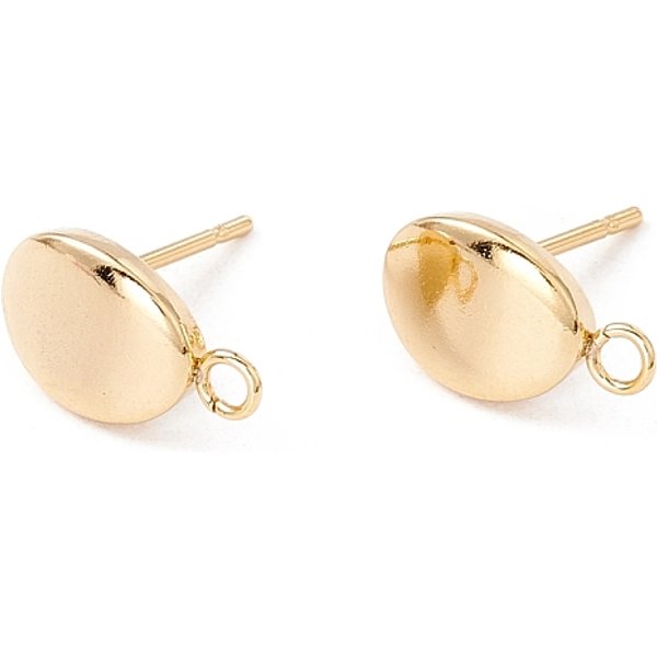 201 accesorios para pendientes de acero inoxidable, con pasadores de acero inoxidable 304 y presillas horizontales, oval, la luz de oro, 12x7mm, agujero: 1.6 mm, pin: 0.7 mm