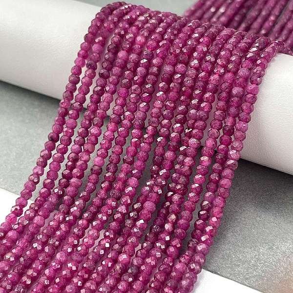Natural Ruby Beads Strands, Faceted, Rondelle, 3X2Mm, Hole: 0.7Mm, About 182Pcs/Strand, 15.35 Inch(39Cm)-image