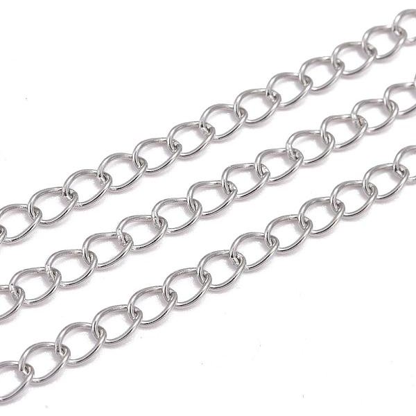 ChaîNes TorsadéEs En Acier Inoxydable 304 RéSistant Au Ternissement, Avec Bobine, Pour Le Bricolage Fabrication De Bijoux, Soudé, Couleur Inoxydable, 5X3.5X0.6Mm-image