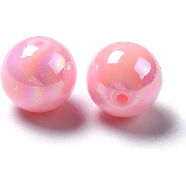 Einfarbigen Acrylperlen, Ab Farbe Plattiert, Runde, Rosa, 20 Mm, Bohrung: 2 Mm, Ca. 115 Stk. / 500 G-image