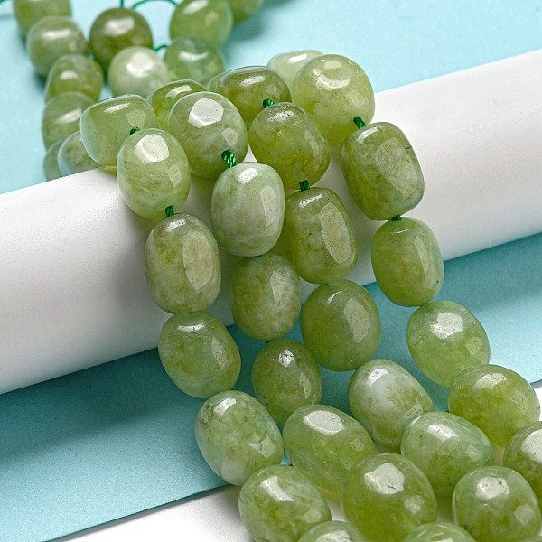 Malaysia naturale perle di giada fili, ovale, tinto, verde giallo, 11-13x9-10x8.5-10mm, Foro: 1 mm, circa 16pcs/filo, 7.28-7.48 pollice (18.5-19 cm)