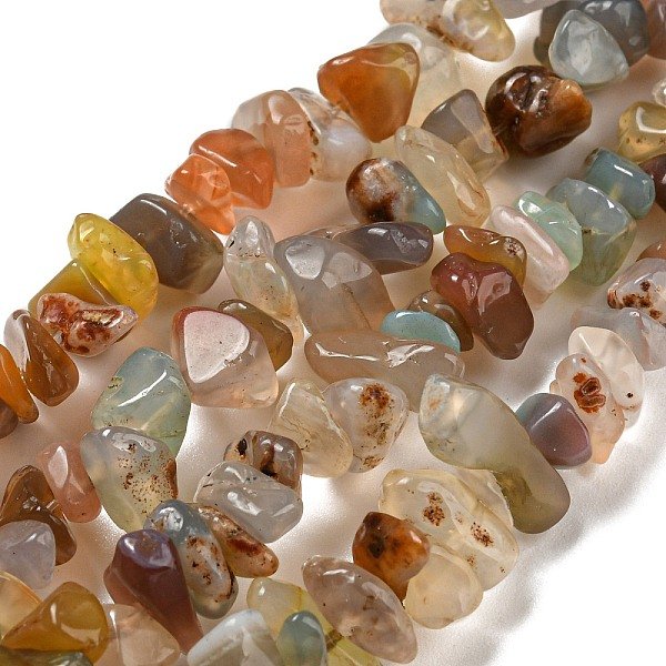 Cuentas de ágata yanyuan natural hebras, chip, 2.5-7x6-14x5-8mm, agujero: 0.8 mm, 31.10-31.89'' (79-81 cm)
