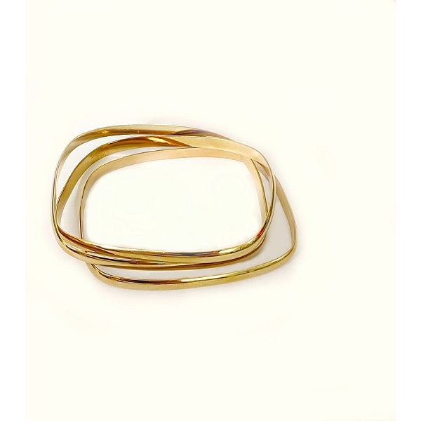 3 Braccialetti Impilabili In Acciaio Inossidabile 201 Con Placcatura Sotto Vuoto In Pvd, Semplici E Alla Moda, Da Donna, Oro, Diametro Interno: 2-1/8X2-3/4 Pollice (5.5X7 Cm)-image