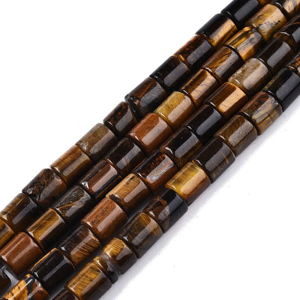 Natural Tiger Eye Beads Strands, Column, 5.5-6.5x6-6.5mm, Hole: 1mm, about 57pcs/strand, 15.35 inch(39cm)