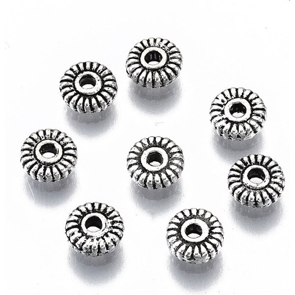 Tibetan Style Alloy Spacer Beads, Cadmium Free & Lead Free, Antique Silver, 5X2Mm, Hole: 1.2Mm-image
