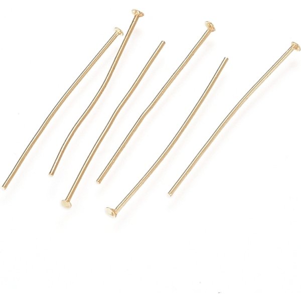 ÉPingles à TêTe Plate En Acier Inoxydable 304, VéRitable 24K Plaqué Or, 22 Jauge, 30X0.6Mm, TêTe: 1.4 Mm-image