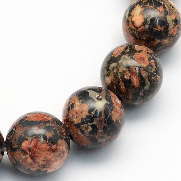 Natural Leopard Skin Jasper Round Beads Strands, 8.5Mm, Hole: 1Mm, About 45-47Pcs/Strand, 15 Inch-image