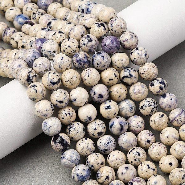 Natural Dyed Marble Beads Strands, Round, Indigo, 8.5Mm, Hole: 1.2Mm, About 50Pcs/Strand, 15.87''(40.3Cm)-image
