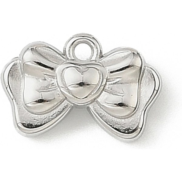 304 Stainless Steel Pendants, Nickel Free, Stainless Steel Color, Bowknot, 10.5X16X5Mm, Hole: 1.5Mm-image