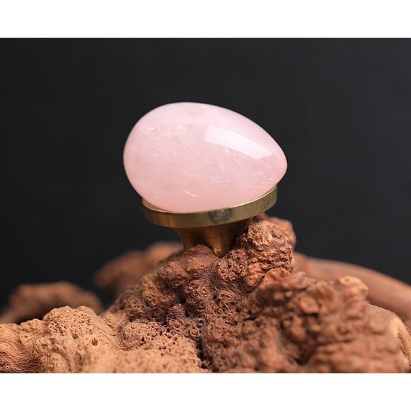 Statuette Di Uova Di Quarzo Rosa Naturale Per La Decorazione Del Desktop Dell'ufficio Domestico, 30X20Mm-image