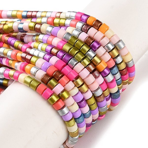 Handmade Lampwork Beads Strands, Disc Beads, Colorful, 2.5X2Mm, Hole: 1Mm, About 224Pcs/Strand, 15.55 Inch(39.5Cm)-image