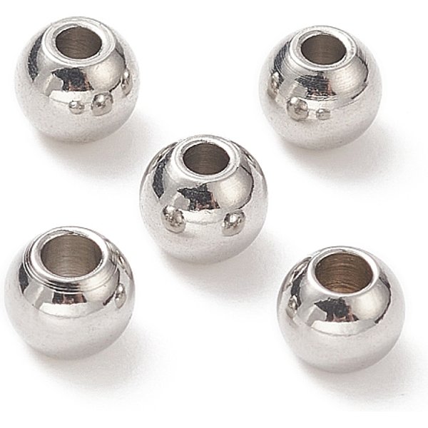 AnlaufgeschüTzte Runde Abstandsperlen Aus Edelstahl 304, Edelstahl Farbe, 3X2 Mm, Bohrung: 1.2 Mm-image