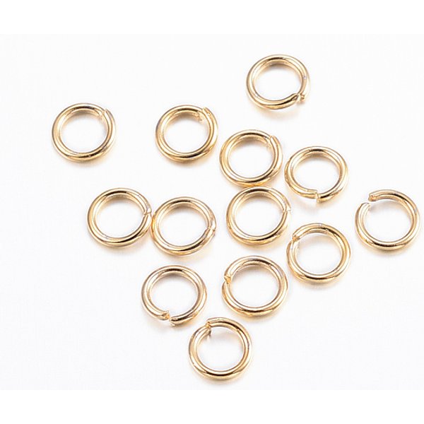 304 Stainless Steel Jump Rings, Open Jump Rings, Real 24K Gold Plated, 21 Gauge, 4.5X0.7Mm, Inner Diameter: 3.1Mm-image