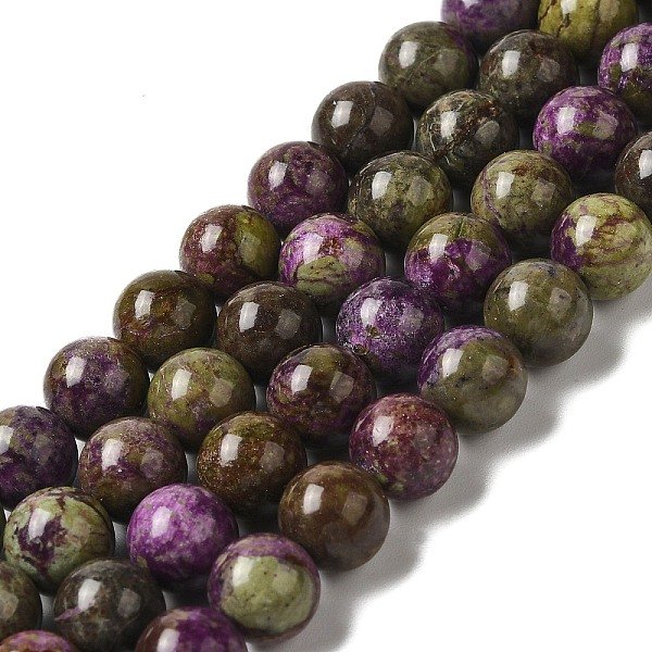 Brins De Perles D'atlantisite Stichtite Naturelle, Ronde, 8Mm, Trou: 1.2Mm, Environ 50 Pcs/Chapelet, 15.75'' (40 Cm)-image