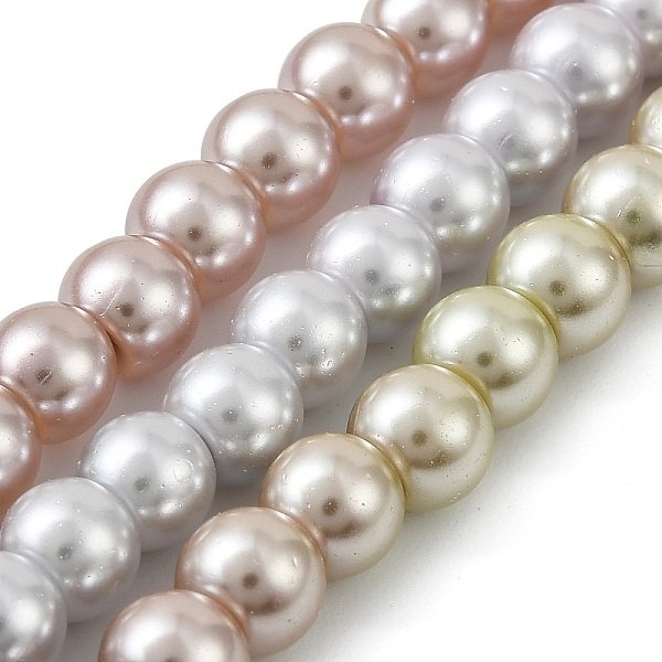 Baking Painted Pearlized Glass Pearl Round Bead Strands, Mixed Color, 6X5Mm, Hole: 1Mm, About 154Pcs/Strand, 30.71''(78Cm)-image