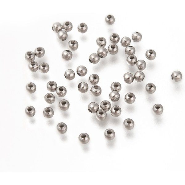 Tarnish Resistant Round 316 Surgical Stainless Steel Spacer Beads, Stainless Steel Color, 3Mm, Hole: 1Mm-image