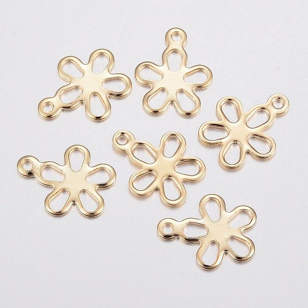Breloques En Acier Inoxydable 304, Fleur, Or, 14X11X0.8Mm, Trou: 1.2Mm-image