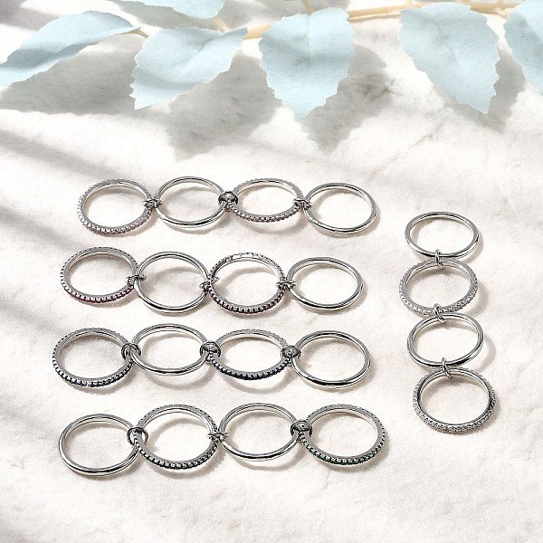 Brass Micro Pave Cubic Zirconia Finger Rings, Stackable Rings, Rack Plating, Long-Lasting Plated, Cadmium Free & Lead Free, Platinum, 1.5Mm, Us Size 7 1/4(17.5Mm)-image