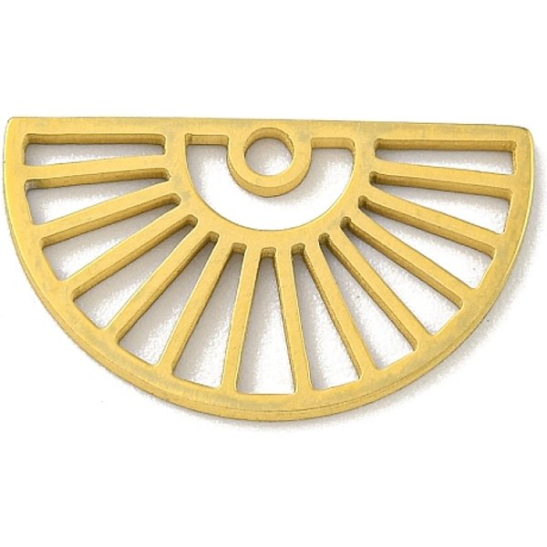 Pendentifs En Acier Inoxydable 304, Coupe Au Laser, Charme Demi-Rond, VéRitable 18K Plaqué Or, 10.5X18X1Mm, Trou: 1.6Mm-image