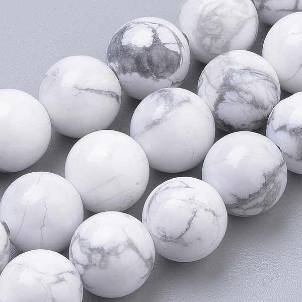 Chapelets De Perles En Howlite Naturelle, Ronde, 6Mm, Trou: 1Mm, Environ 58-62 Pcs/Chapelet, 15 Pouce-image