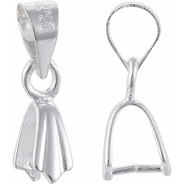 Brass Ice Pick Pinch Bails, Silver, 11X5Mmm, Hole: 3Mm, Pin: 0.8Mm-image