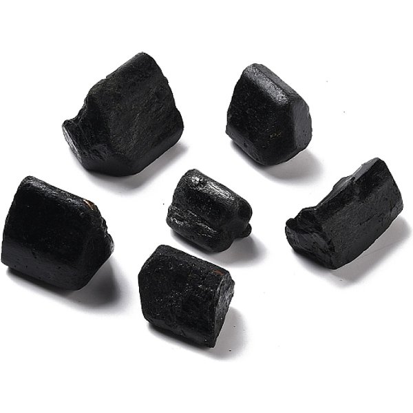 Perle di tormalina nera naturale grezza grezza, per ruzzolare, decorazione, lucidatura, avvolgimento del filo, Wicca e Reiki Crystal Healing, Senza Buco / undrilled, pepite, 20-57x13-42mm, circa 6-24pcs/500g