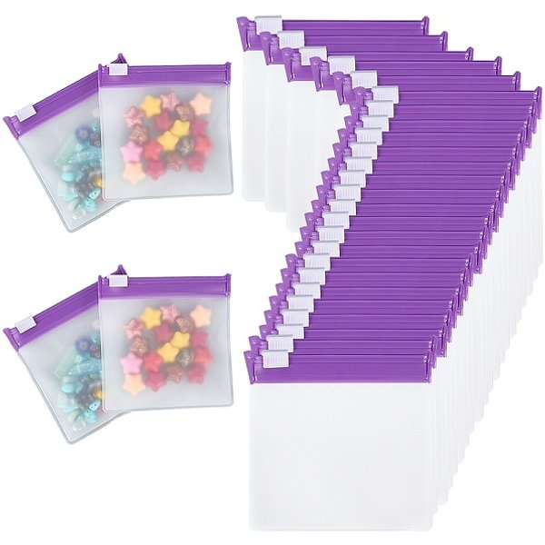 40 StüCk Eva-Plastikbeutel Mit ReißVerschluss, Tragbare, Selbstversiegelte Aufbewahrungsbeutel FüR Unterwegs, Viereck, Dunkelviolett, 7.8X7.8X0.65 Cm-image