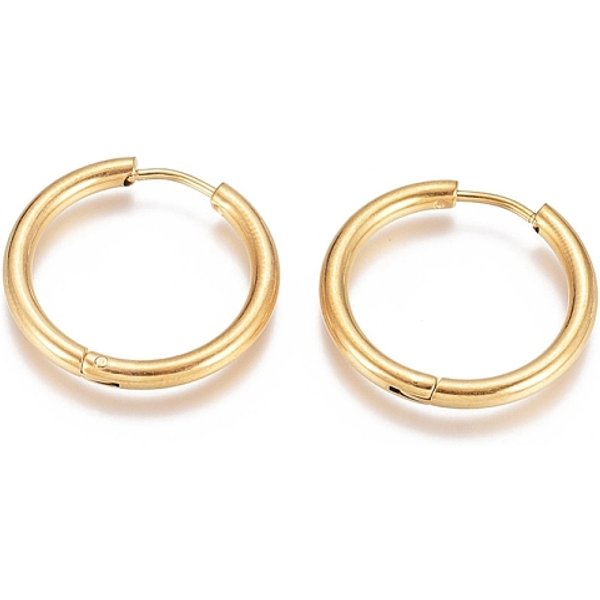 Boucles D'oreilles CréOles En Acier Inoxydable 304 Avec Placage Ionique (Ip), Avec Broche En Acier Inoxydable Chirurgical 316, Anneau, Or, 23X2.5Mm, 10 Jauge, Pin: 0.9 Mm-image