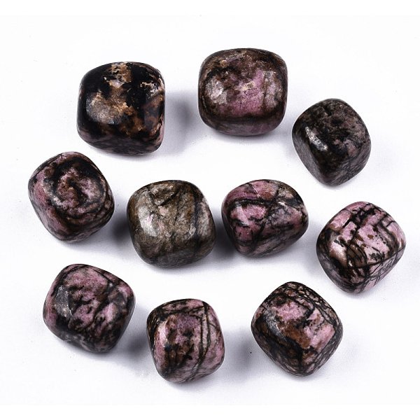 Natural Rhodonite Beads, Healing Stones, For Energy Balancing Meditation Therapy, Tumbled Stone, Vase Filler Gems, No Hole/Undrilled, Nuggets, 19-30X18-28X10-24Mm 250-300G/Bag-image