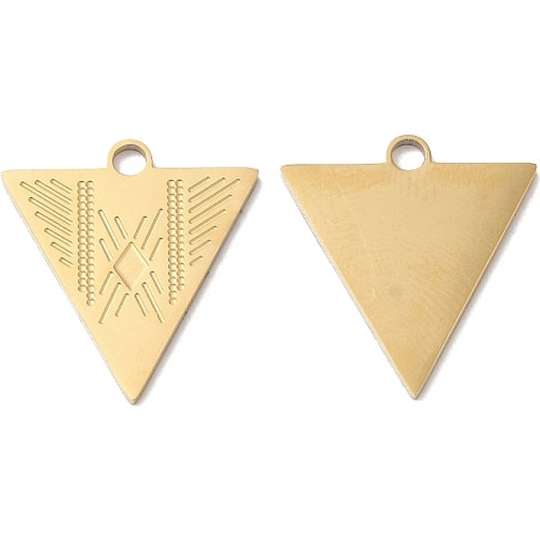 Pendentifs En Acier Inoxydable Chirurgical 316L Avec Placage Ionique (Ip), Sans Nickel, Charme Triangulaire, Texturé, VéRitable 18K Plaqué Or, 19X17.8X1.2Mm, Trou: 2Mm-image