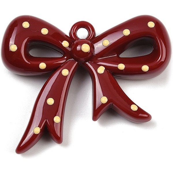 Opaque Acrylic Enamel Pendants, Bowkont, Dark Red, 41X49X12Mm, Hole: 3.3Mm-image