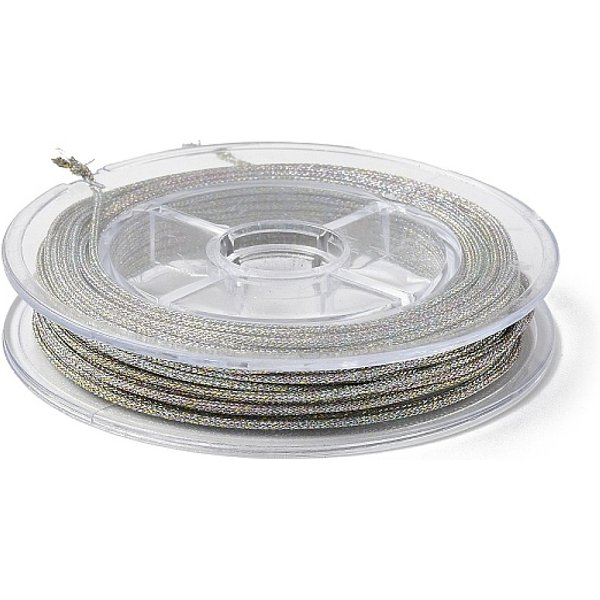Polyester Metallic Cord, with Fish Thread Inner, Round, Mixed Color, 1mm