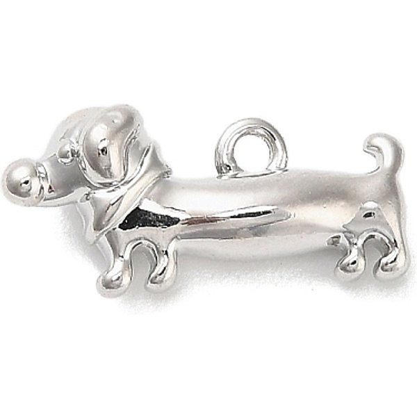 Pendentifs En Laiton, Breloques De Chien, Platine Plaqué RéEl, 7.5X16.5X5.5Mm, Trou: 1.4Mm-image