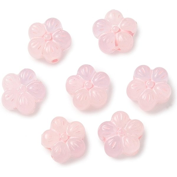 Cuentas De Resina TranslúCida, Flor, Con Esmalte, Rosa, 12X12.5X8Mm, Agujero: 2 Mm-image
